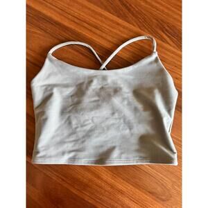 Abercrombie & Fitch Womens S Crop Top Grey Beige Criss Cross Back Activewear